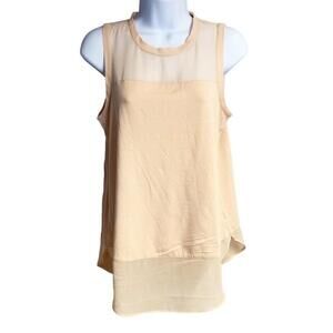 Vince‎ Camuto Sheer Flowy Blouse Women's Scoop Neck Sleeveless Comfy Peach XS